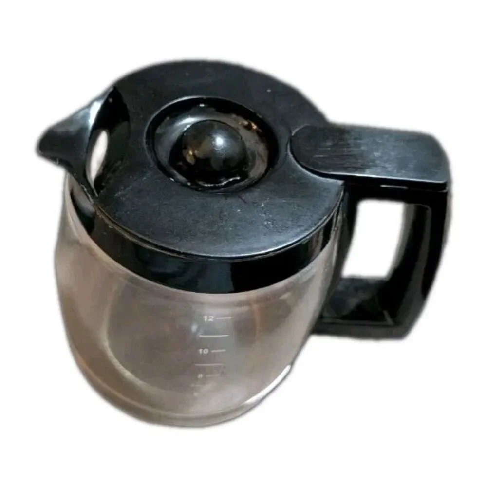 Cuisinart 12 Cup Replacement Glass Coffee Carafe Black Lid Stainless Band